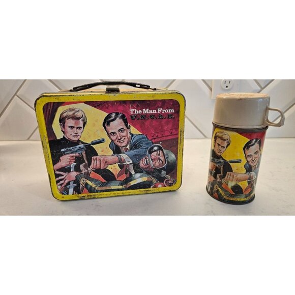 Vintage 1960s The Man From U.N.C.L.E. Metal Lunchbox & Thermos Set - Picture 1 of 7